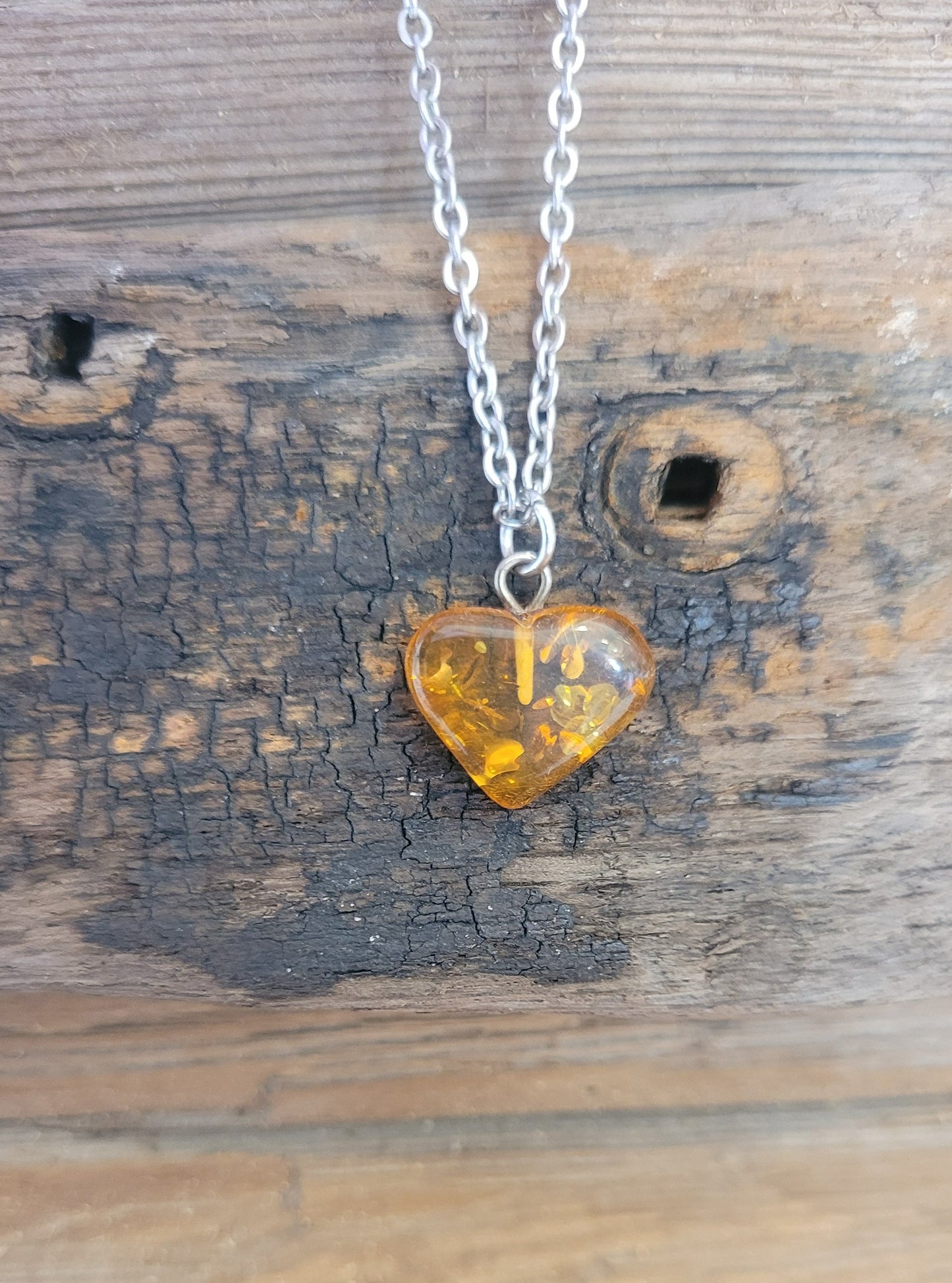 Genuine Amber Heart Necklace